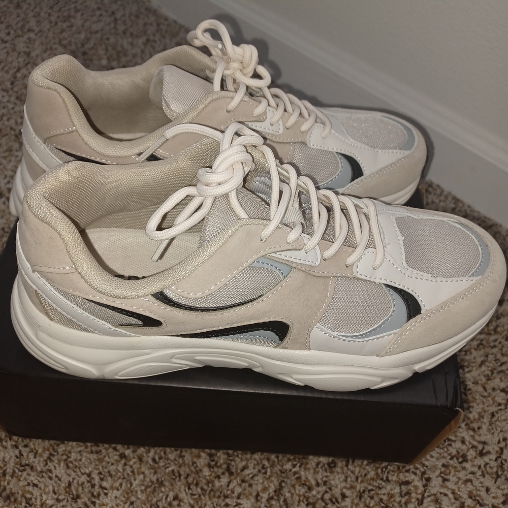 Fashion Nova Beige and White Sneakers